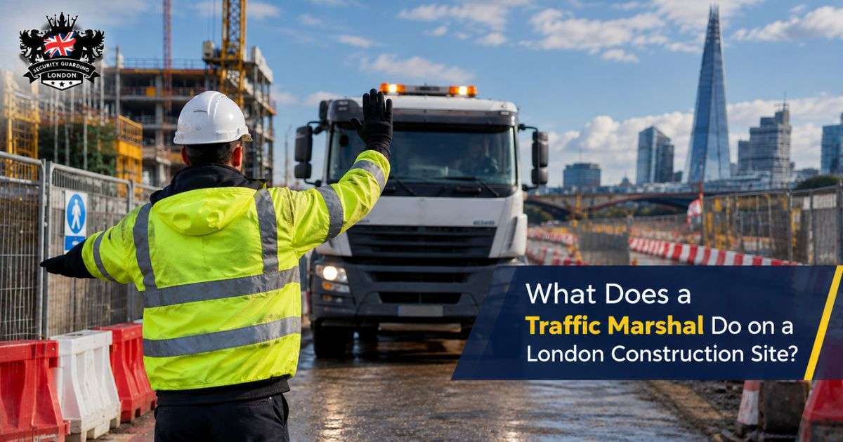 Traffic marshal officer on a construction site